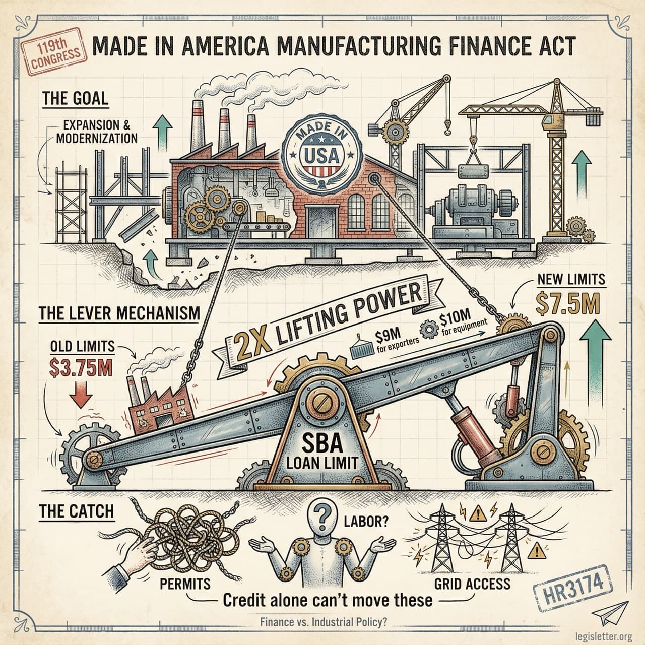 Infographic for Made in America Manufacturing Finance Act