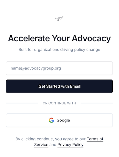 Legisletter signup flow